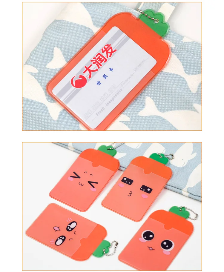 Новинка, милый двухслойный силиконовый чехол для карт с рисунком морковки из мультфильма, чехол для Id карты, визитница