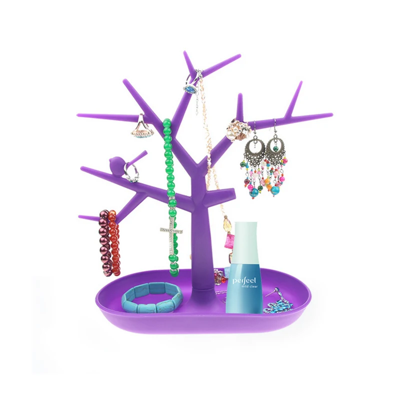 Mordoa креативный держатель для ключей, лаки для ногтей, подвески, кольца, серьги, вешалка для ювелирных изделий, органайзер, полка, стеллаж для демонстрации в форме птичьего дерева - Цвет: Фиолетовый