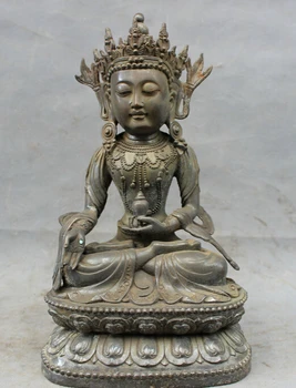 

USPS to USA S1322 12" Tibet Classic Pure Bronze Copper Pray Bless Kwan-Yin QuanYin Buddha Statue