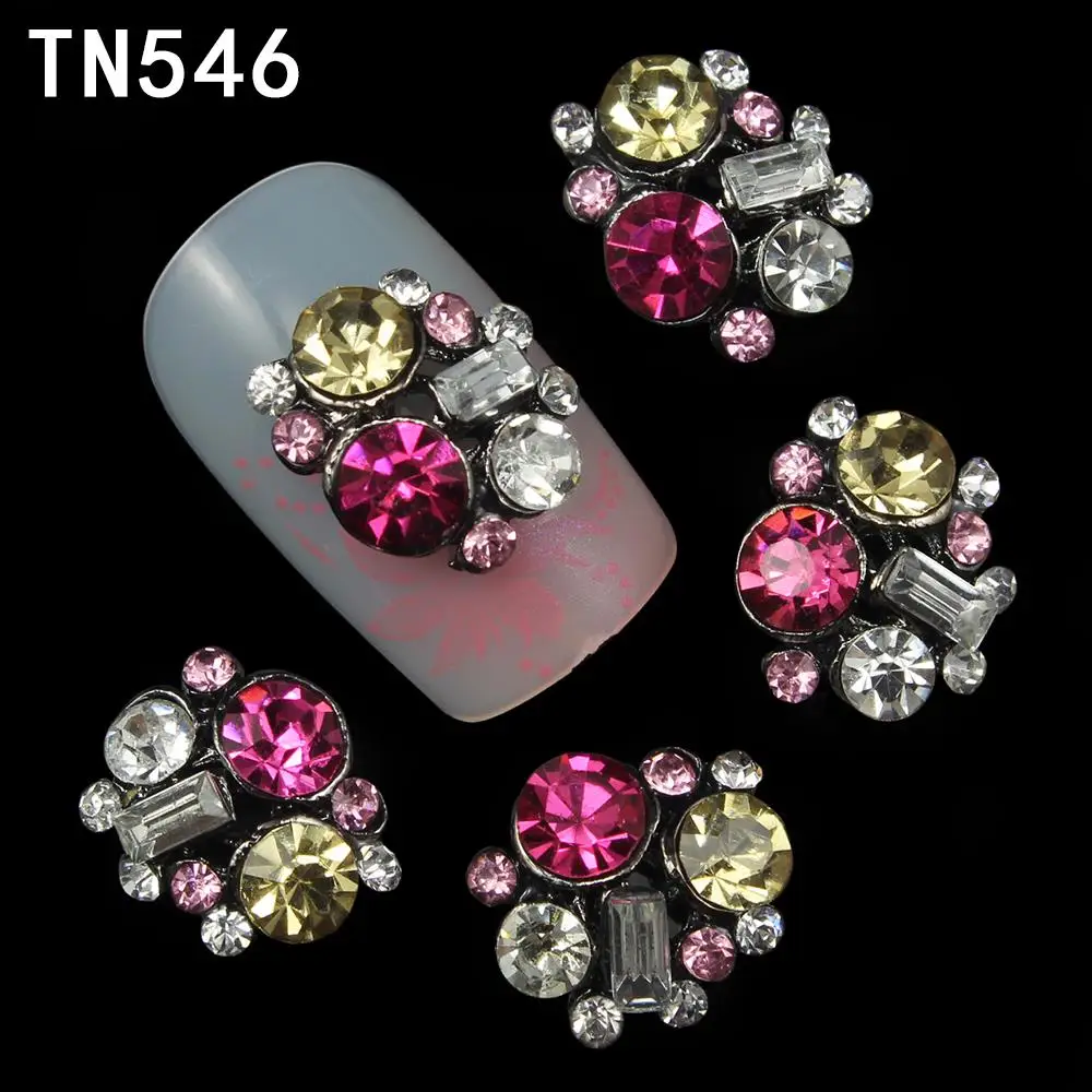 Blueness 10Pcs Colorful Nail Rhinestones Geometric 3D Diamond Nail