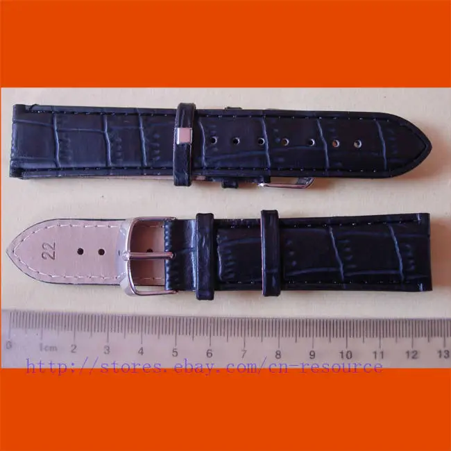 Ремешок для часов из искусственной кожи 1x22 мм черный #02 | Электроника