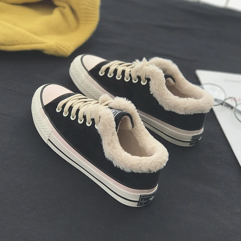 

Women Snow Shoes 2018 winter shoes women Cashmere fur Inside Solid Color Ankle Boots All Match keep warm Sneakers