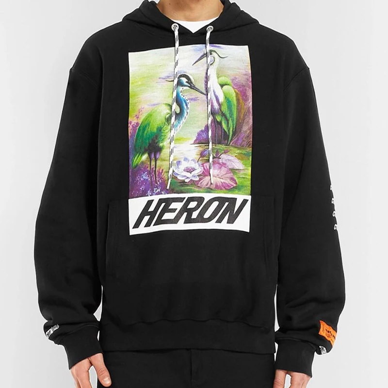 

19SS HO HERON PRESTON Crane Letter Print Loose Hoodie Hoodie Heron Preston High Quality Black R top Crane Fashion Men's Hoodie