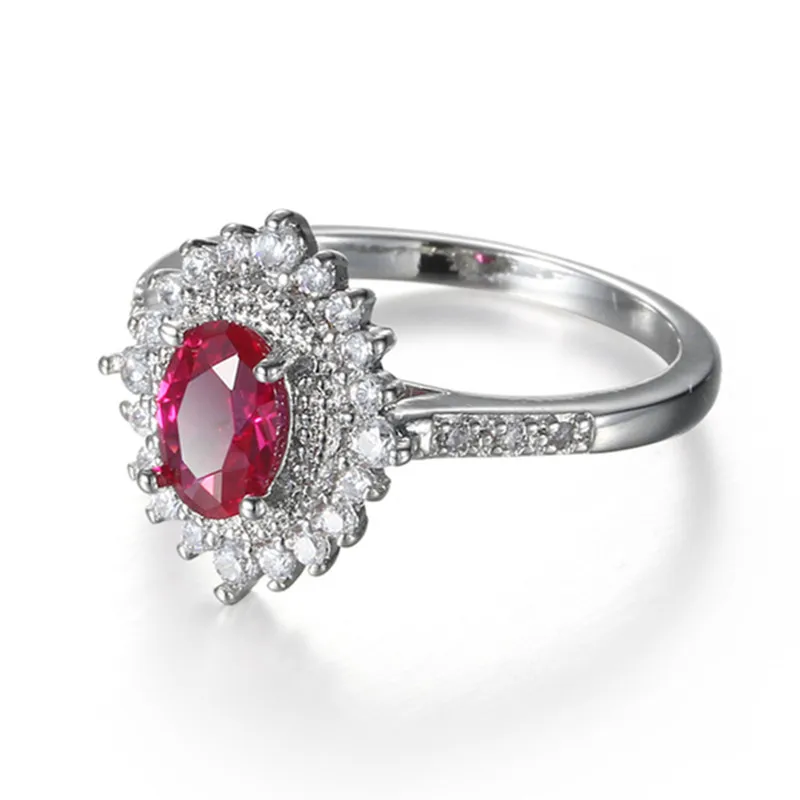 Роскошные 0,75 карат овальной огранки 925 пробы серебряные кольца для женщин с розово-красным камнем обручальное кольцо S925 Женское Обручальное Кольцо