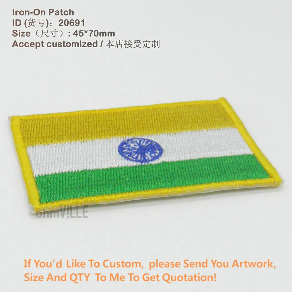 2016 New India Flag Iron on Patch for Clothing Appliques 3D Embroidery