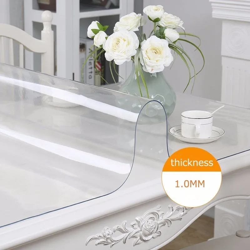 LDAJMW Modern PVC Transparent Waterproof Tablecloth Kitchen Table Cover Waterproof Soft Glass Pattern Kitchen Tablecloth 1.0mm