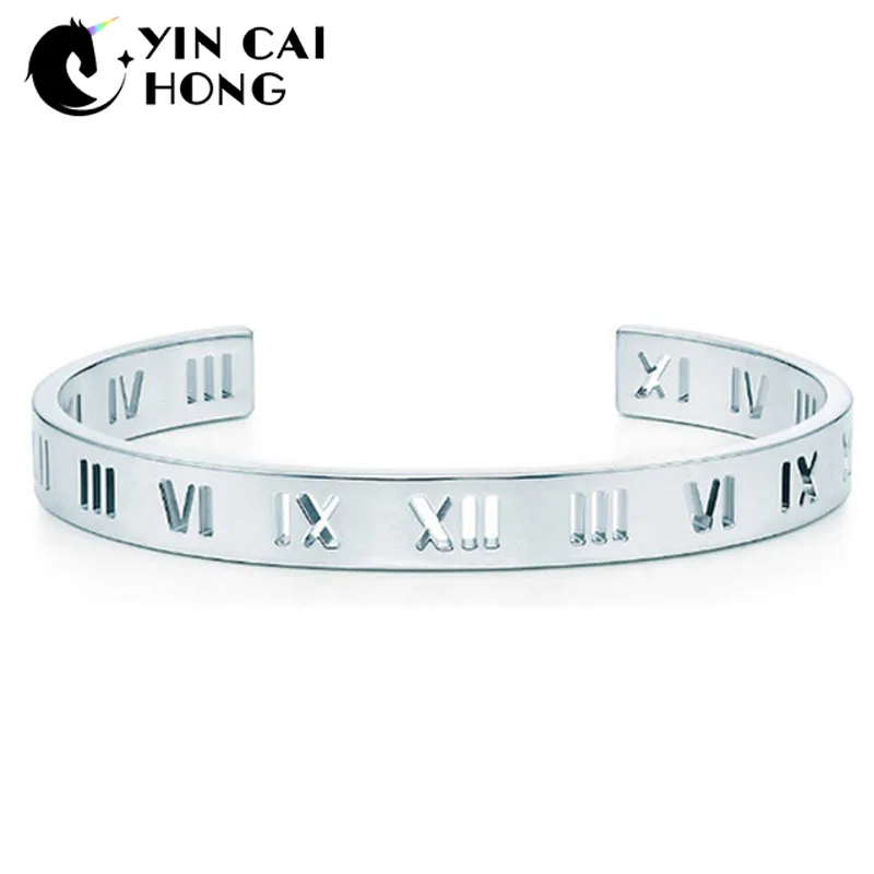 

NEW Charm Gift 925 Sterling Silver Roman Numerals TIFF Attractive Elegance Temperament Bracelet World Jewelry