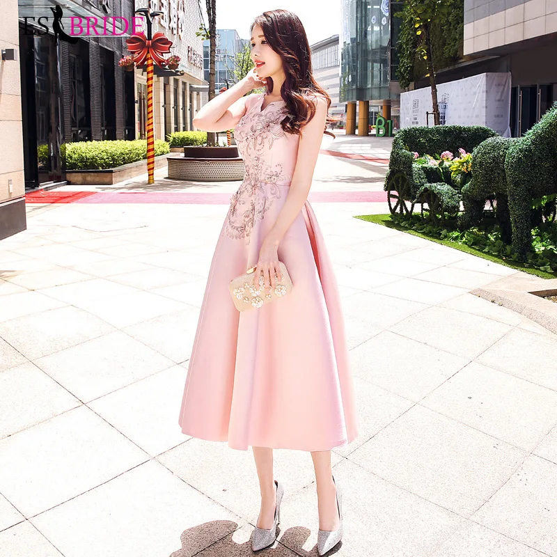 Evening Dresses Long 2019 Pink Simple Plus Size O-neck Sleeveless Wedding Guest Gown Backless Elegant Abito Da Cerimonia ES1529