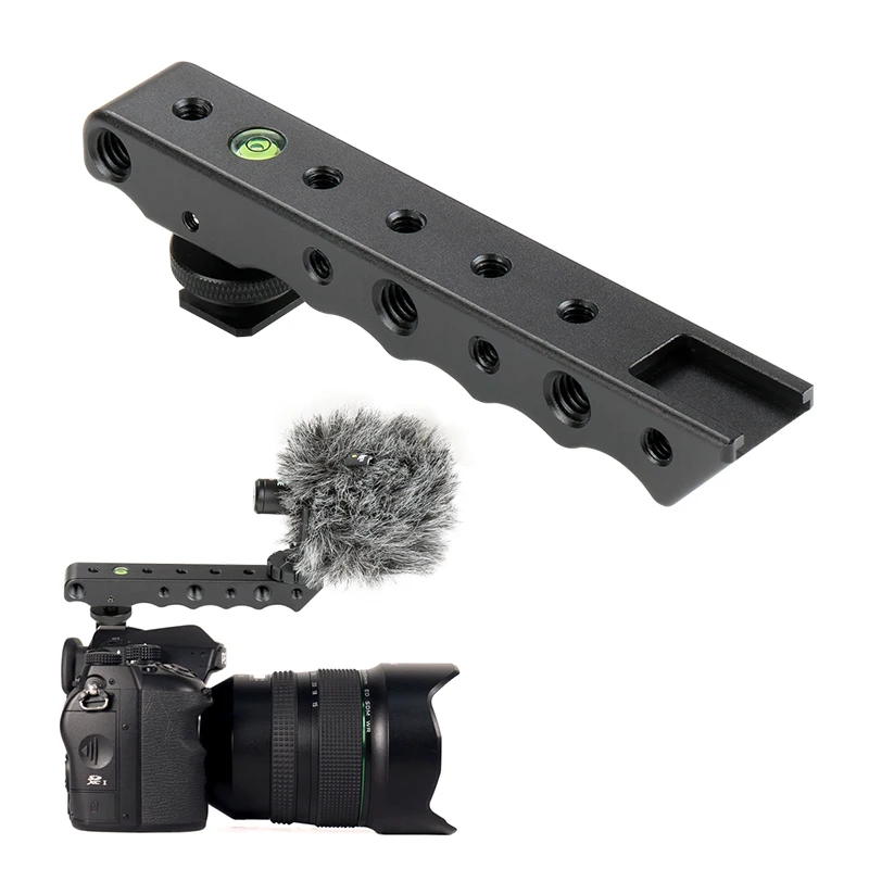 

Video Top Handle Grip Stabilizing w/ Cold Shoe Extender 1/4" 3/8" + Bubble Level for Canon for Nikon Sony DSLR Camera Camcorder