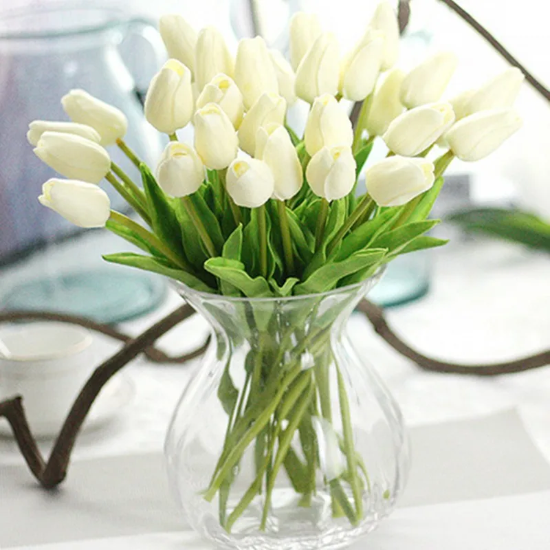 

1 Pcs PU Tulips Artificial Flowers Real touch artificiales para decora mini Tulip for Home Wedding decoration Flowers Supply