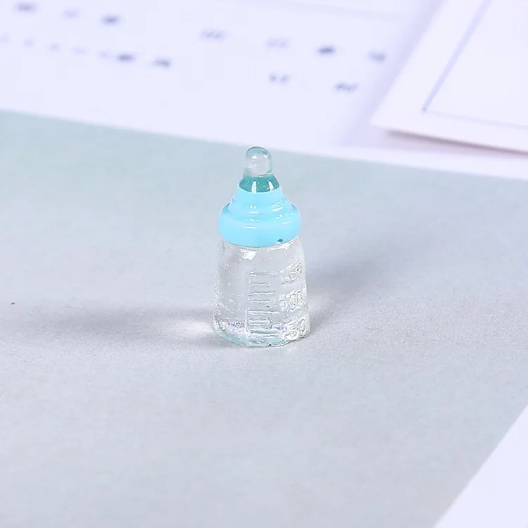 10 шт. Kawaii 3D миниатюрная бутылочка для кормления Смола Кабошон Украшения для скрапбукинга Baby Shower украшения для самодельного изготовления 10*20 мм - Цвет: Transparent blue