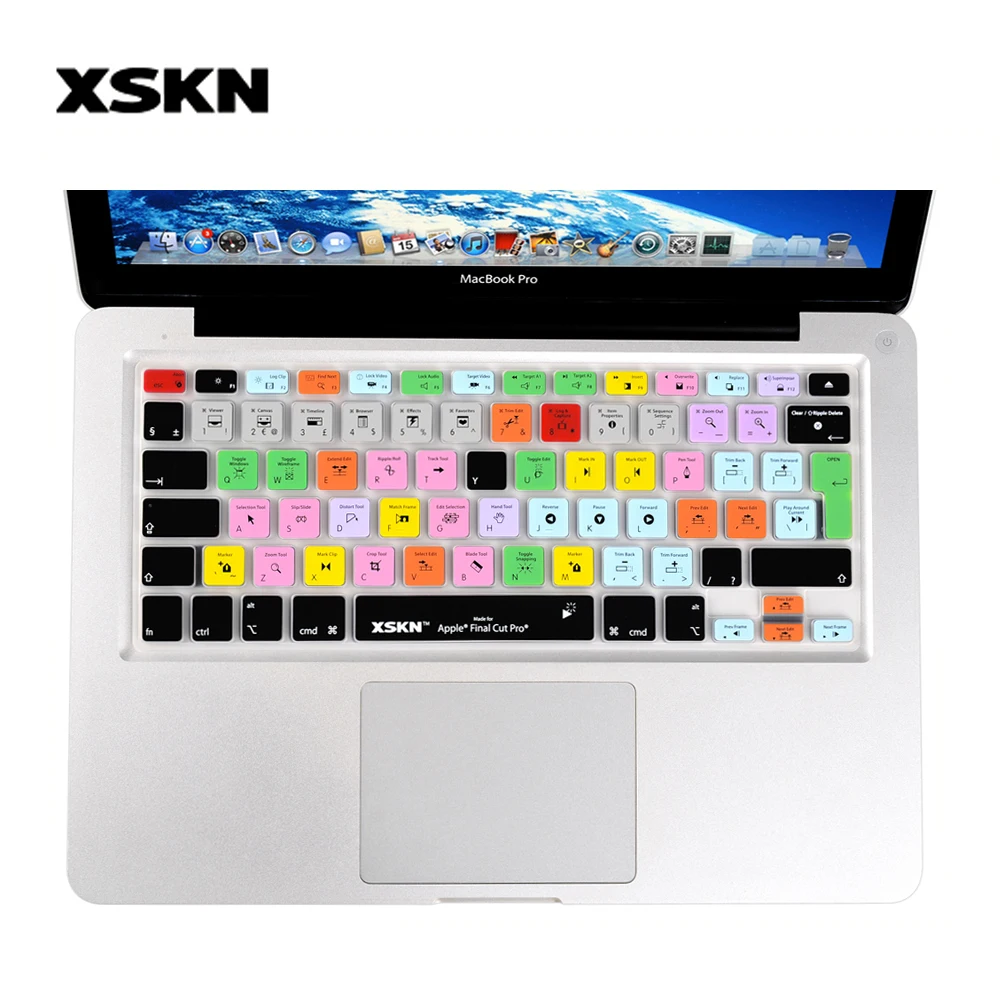 

XSKN US EU Final Cut Pro Version 7 Shortcut Keyboard Cover Video Edit Silicone Keyboard Cover Skin for Apple Macbook Pro