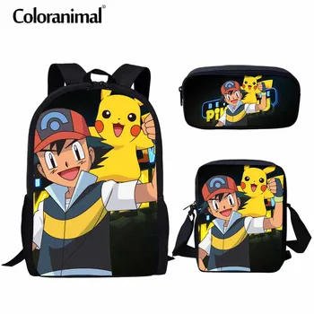 

Coloranimal 17 Inch Children Pikachu Backpack Pokemon Anime Boy Girl Backpack Infant Mochila Kid Bookbag Children Set Schoolbag