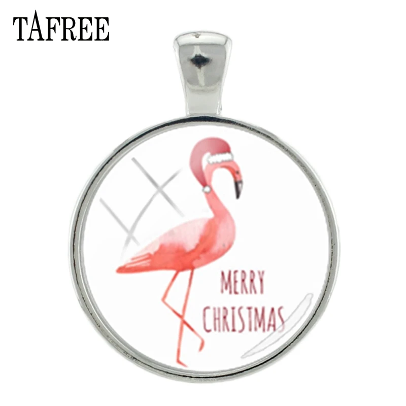 

TAFREE New Flamingo Pendants Elegant Attractive Merry Christmas Art Pattern Wedding Engagement Birthday Gift Animal Jewelry H512