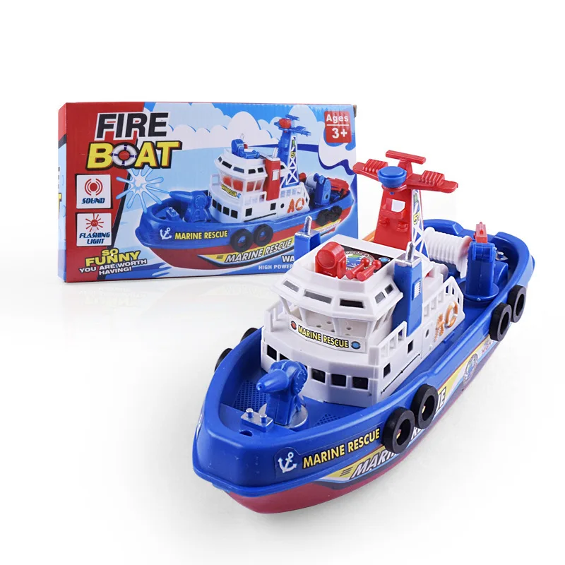 Высокоскоростной музыкальный светильник, лодка, электрическая морская спасательная модель, пожарная лодка, игрушки для мальчиков, распылитель воды, пожарная лодка, обучающие игрушки