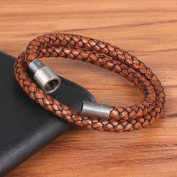

XQNI Big Discount Braided Bracelet Stainless Steel Vintage Style Magnet Buckle Men Jewelry Custom Size DIY LOGO Friendship Gift