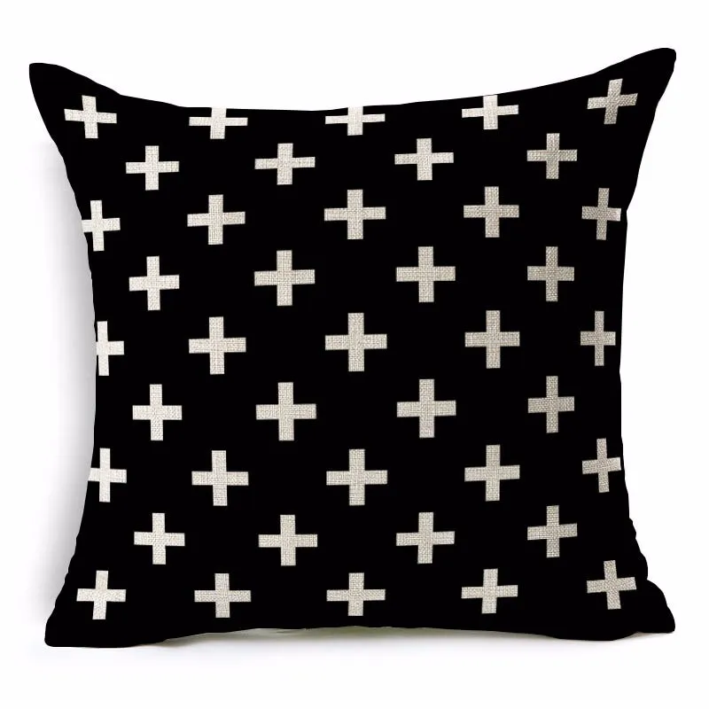 Декоративная наволочка, чехол, Черное и белое постельное белье из хлопка с геометрическим рисунком, наволочка для дивана, домашний декор, Capa Almofadas