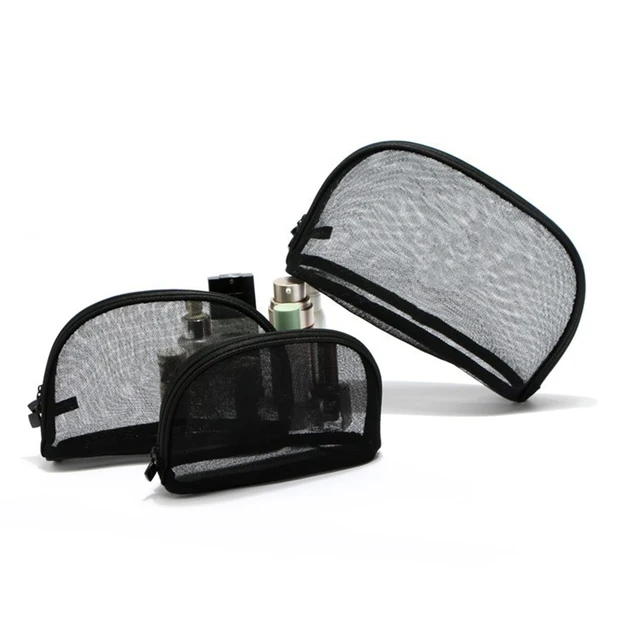 Best Price 3Pcs Fashion Cosmetic Bag Mesh Black Makeup Pouch Girl Handbag Zipper Travel Cosmetic Case Makeup Accessory Bag Best Price 3Pcs Fashion Cosmetic Bag Mesh Black Makeup Pouch Girl Handbag Zipper Travel Cosmetic Case Makeup Accessory Bag