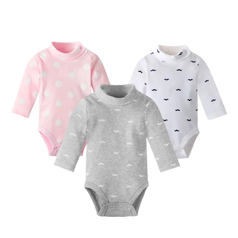 

Infant Jumpsuits 4 colors Newborn Rompers 0-36M cotton Long sleeves High collar baby Underwear Spring Baby Boy Girls clothing