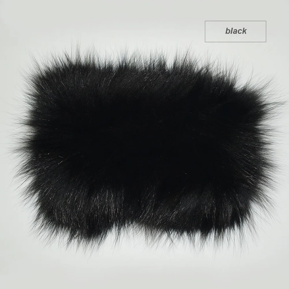 fox fur headband color black