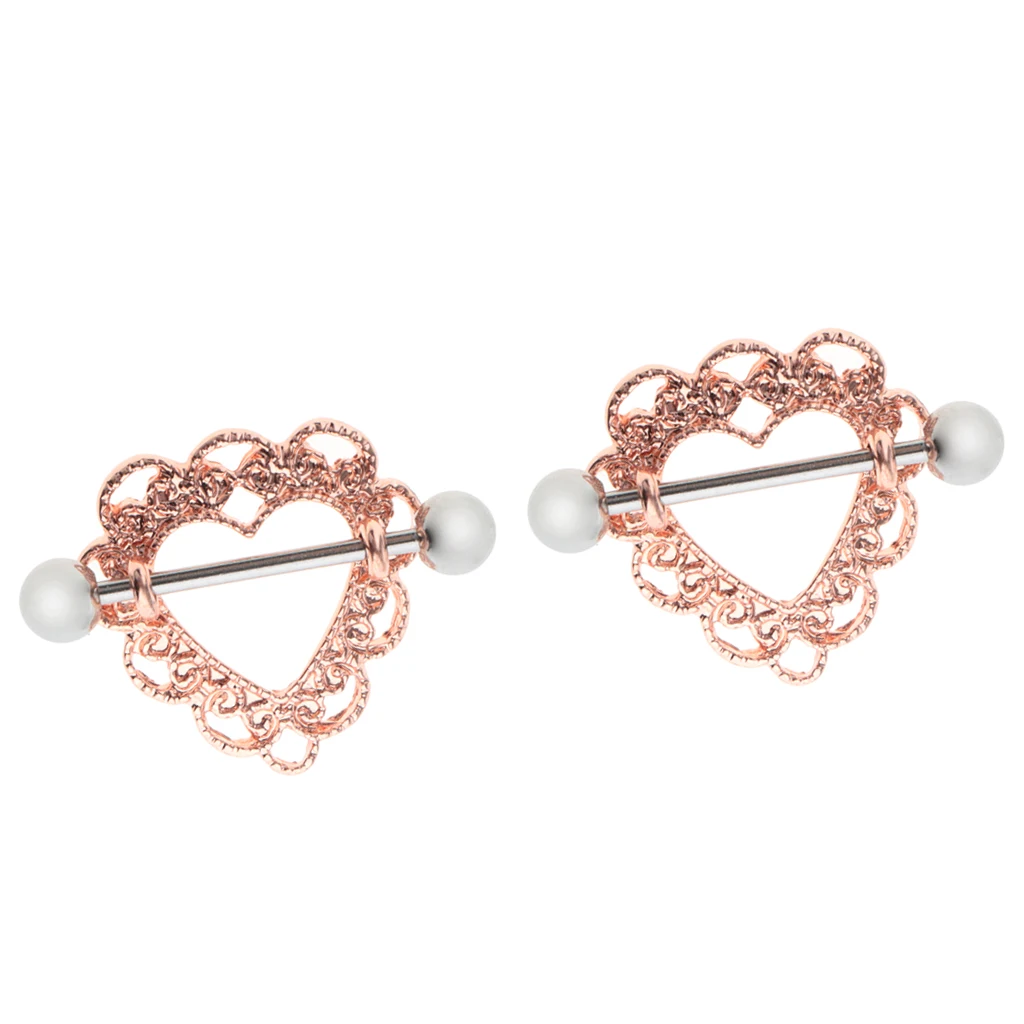 1 Pair Fashion Stainless Steel Love Hearts Nipple Bar Rings Nipple Ring Barbell Body Piercing Jewelry