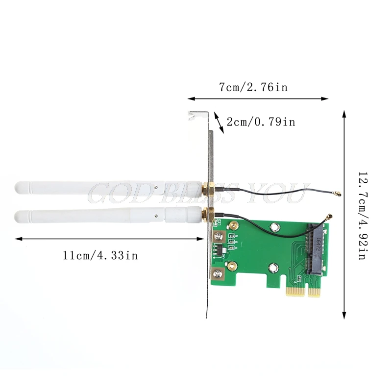 Беспроводной адаптер Wi-Fi Mini PCI-E к PCI-E 1X настольный адаптер + 2 антенны