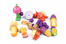 ToyWoo 31pcs Wooden toys Fruit Toys Child Intelligence Toy With Fruit Baby Kitchen Toys Set Kid Pretend 2016