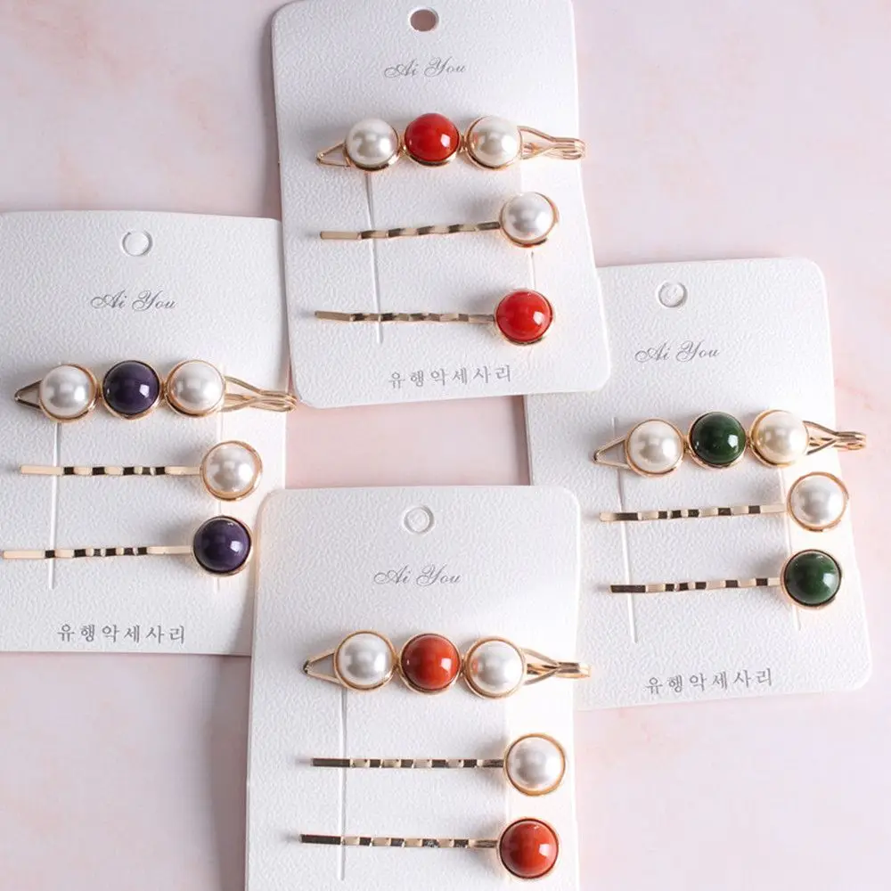 

1 Pc Korea Imitiation Pearl Hairpins Hair Accessories For Women Girls Gold Metal Color Beads Simple Metal Hair Clips New Arrive