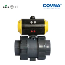 DN100 4 дюймовый пневматический Пластик непластифицированный поливинилхлорид, двойной шаровой кран пластмассовый