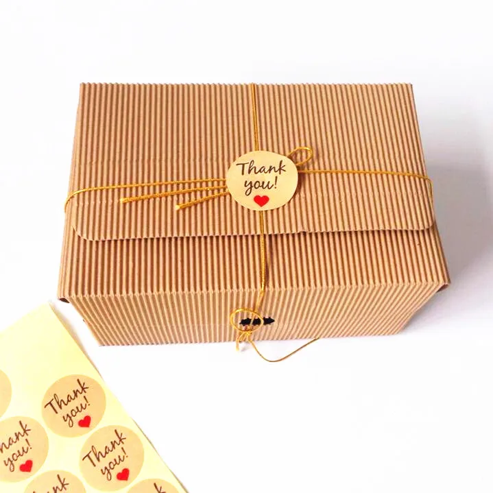 Adesivo para Produtos Artesanais com Amor Lote Obrigado Coração Redondo Papel Kraft Selo Adesivos Lable Atacado 500 Pçs - 4 500 pçs lote