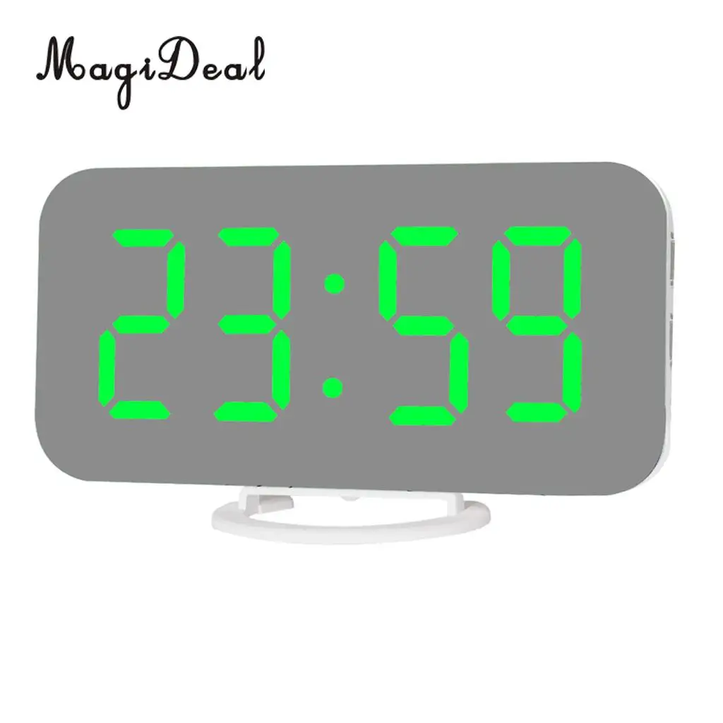 Phone Charging USB Alarm Clock Digital Clock with Large Easy-Read LED Display Diming Mode Snooze Function Mirror Surface