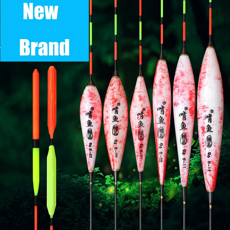5 Pcs//Set Fishing Float Fluorescent Buoyance Bobber Stick Wooden Tackle Casting