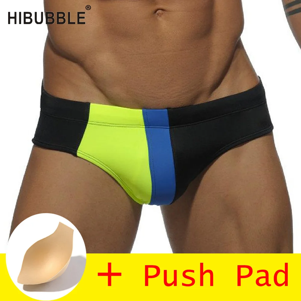 

HIBUBBLE Hot Sale New Swimwears Men Low Waist Beach Shorts Gay Swimsuits Sexy Surf Briefs Waterproof Men's Swimming Bath Trunks