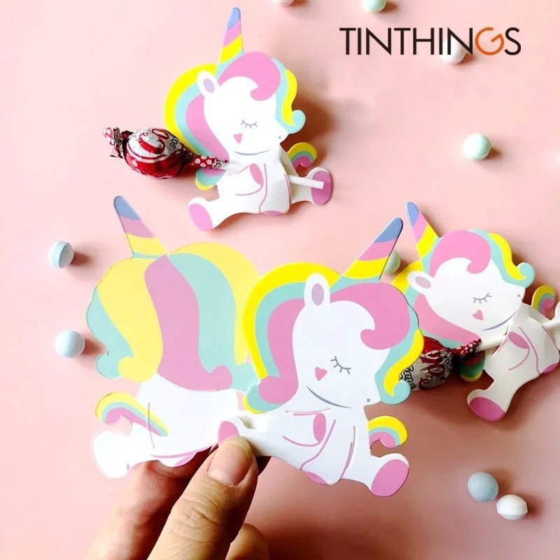 20pcs Unicorn Lollipop Decoration Kid Birthday Party Bag Filler Pretty Cute Pink