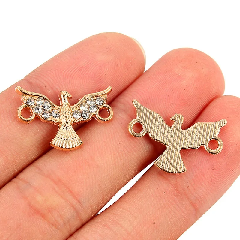 

TJP 10pcs Antique Gold Tone Animals Birds Wings Connectors Charms Pendants Two Holes for DIY Jewelry Making Findings 23x16mm