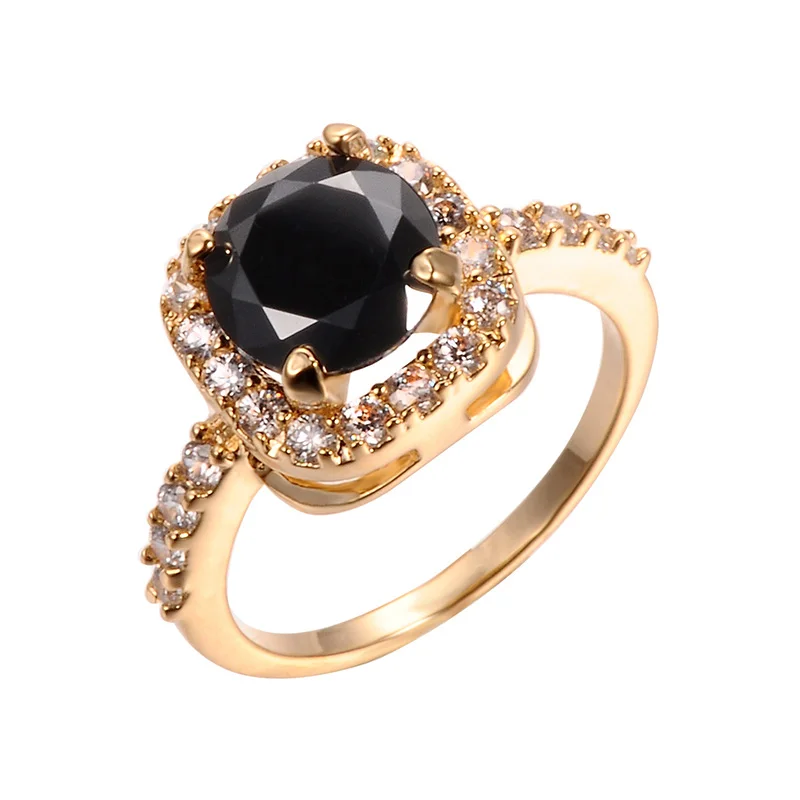 

LNRRABC Sale Design Golden Color Big Zircon R Zirconia Stone Rings For Women Engagement Fashion Jewelry Gift anillos mujer
