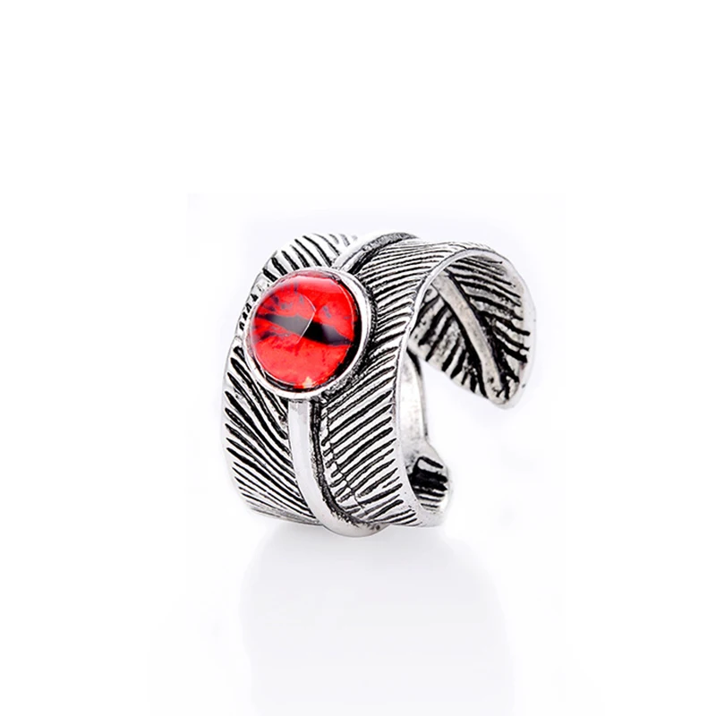 Qevila Fashion Punk Rings Five Color Alloy Vintage Gothic Evil Eye Rock Rings Hiphop Adjustable Rings for Women Men Jewelry Gift (6)