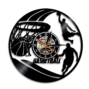 

2019 Basketball Wall Clock Black Vinyl Record Wall Watch Home Decoration Duvar Saati