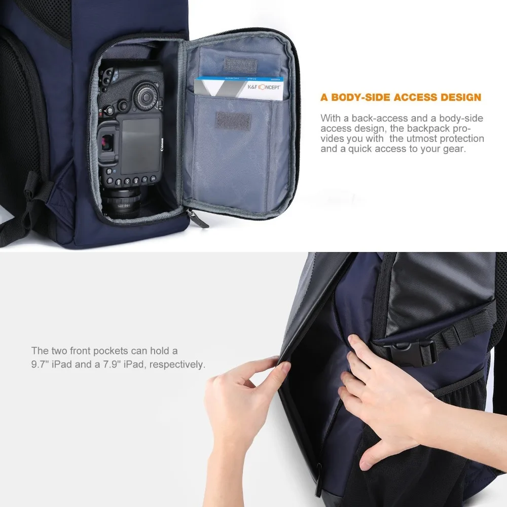 K&F CONCEPT Multi-functional Waterproof DSLR Camera Shoulder Bag Professional Video Photo Backpack With PE Boards For Photograph