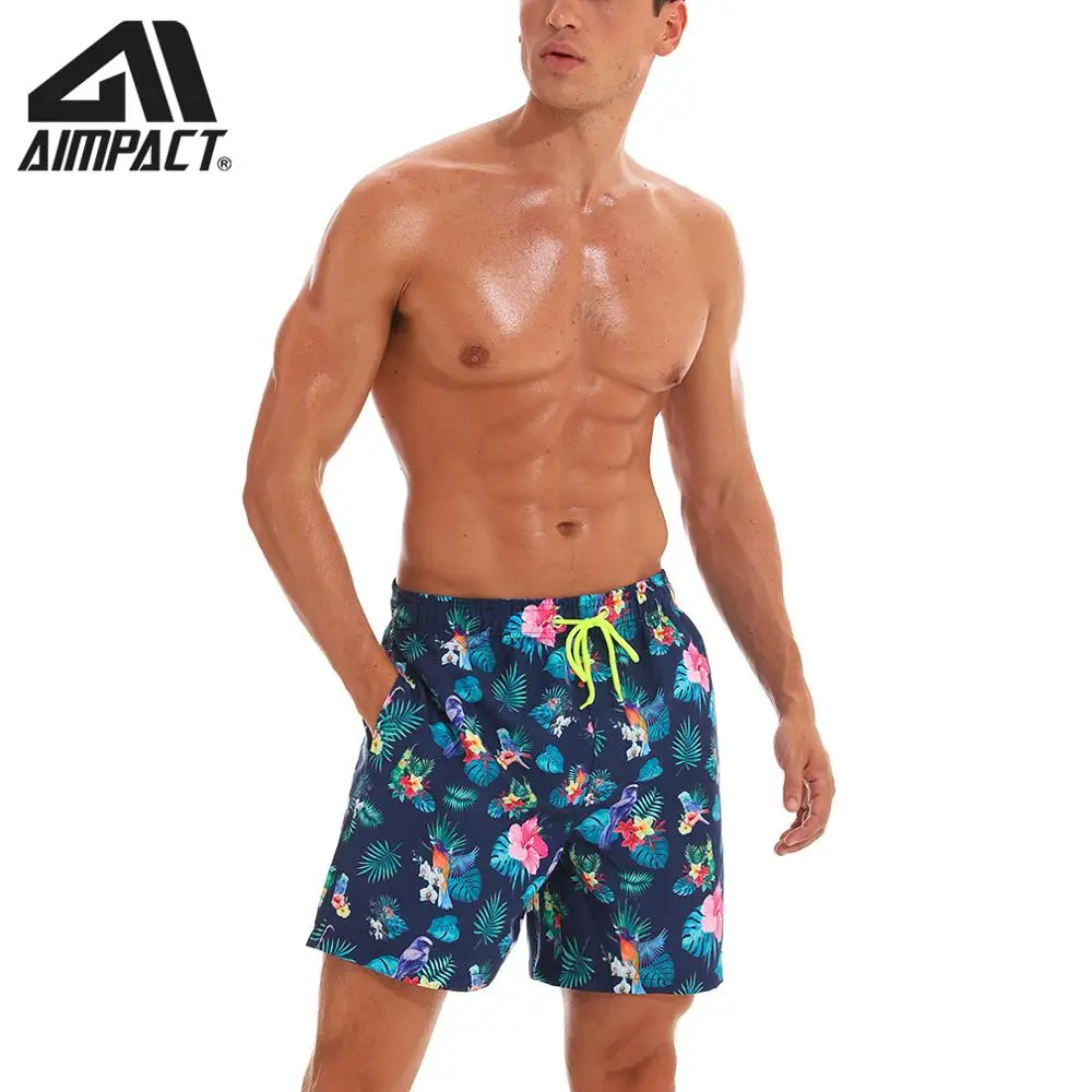 Colored Parrot Mens Beach Board Shorts Quick Dry Summer Casual Swimming Soft Fabric with Pocket
