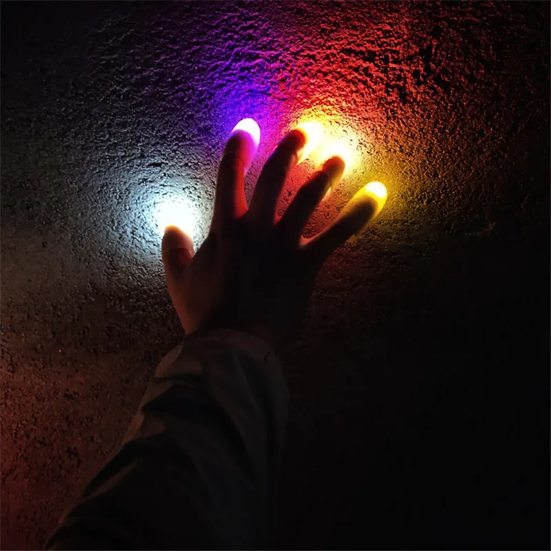 

2pcs Magic Tricks Novelty LED Light Up Flashing Fingers Magic Trick Props Kids Amazing Fantastic Glow Toys Luminous Gifts