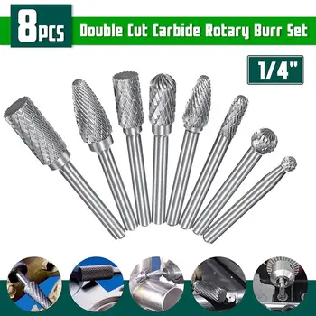 

8Pcs 1/4inch Shank Double Cut Carbide Rotary Burr Die Grinder File Power Tool
