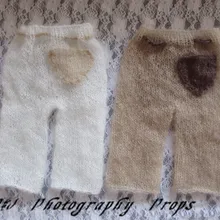 Новорожденных брюки для девочек с сердцем мохер для вязания крючком Детские реквизиты трикотажные новорожденных реквизит фотографии