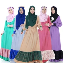 Fashion Abaya Muslim Lace Maxi Dress Women font b Islamic b font hijab Clothing Turkish Elastic