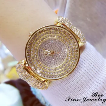 

2018 New Fashion brand reloj mujer Diamond quartz women watches women ladies dress watches Female Casual Waterproof Gold Watches