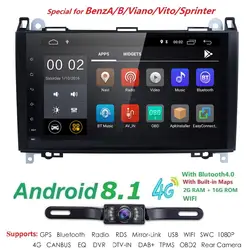 Hizpo 2G + 16G Android 8,1 автомобилей Радио мультимедийный плеер для Mercedes Benz A/B/V-Class W169/W245/W639/W906 Wi-Fi Радио DVD OBD Canbus