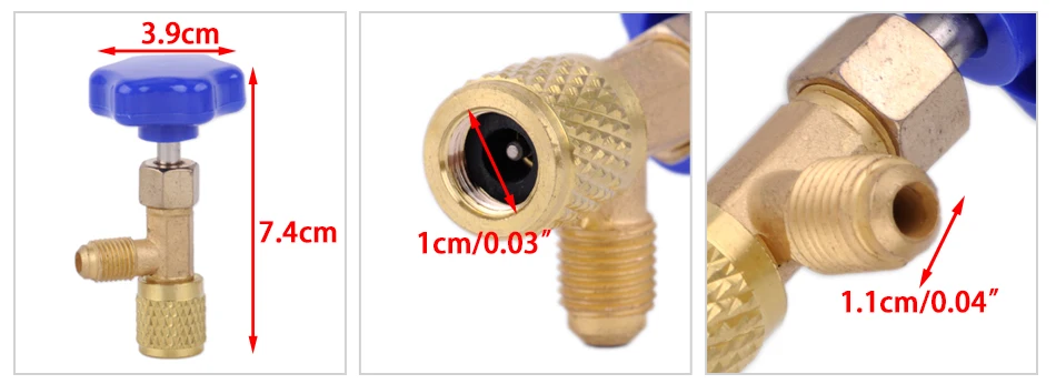 DWCX Прочный автомобильный латунный пластиковый 1/4 SAE Дозирующий охладитель клапана, открывалка для бутылок, подходит для R22 R134a R410A газа