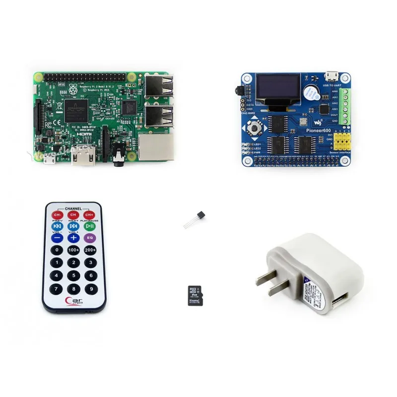 Modules Raspberry Pi 3 Package B including Raspberry Pi 3 Model B with Expansion Board Pioneer600 and 16GB Micro SD card & IR Co