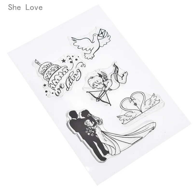 She Love Свадьба Купидон голубь Лебедь силиконовый прозрачный штамп прозрачная резина для скрапбукинга DIY альбом украшение для создания открыток