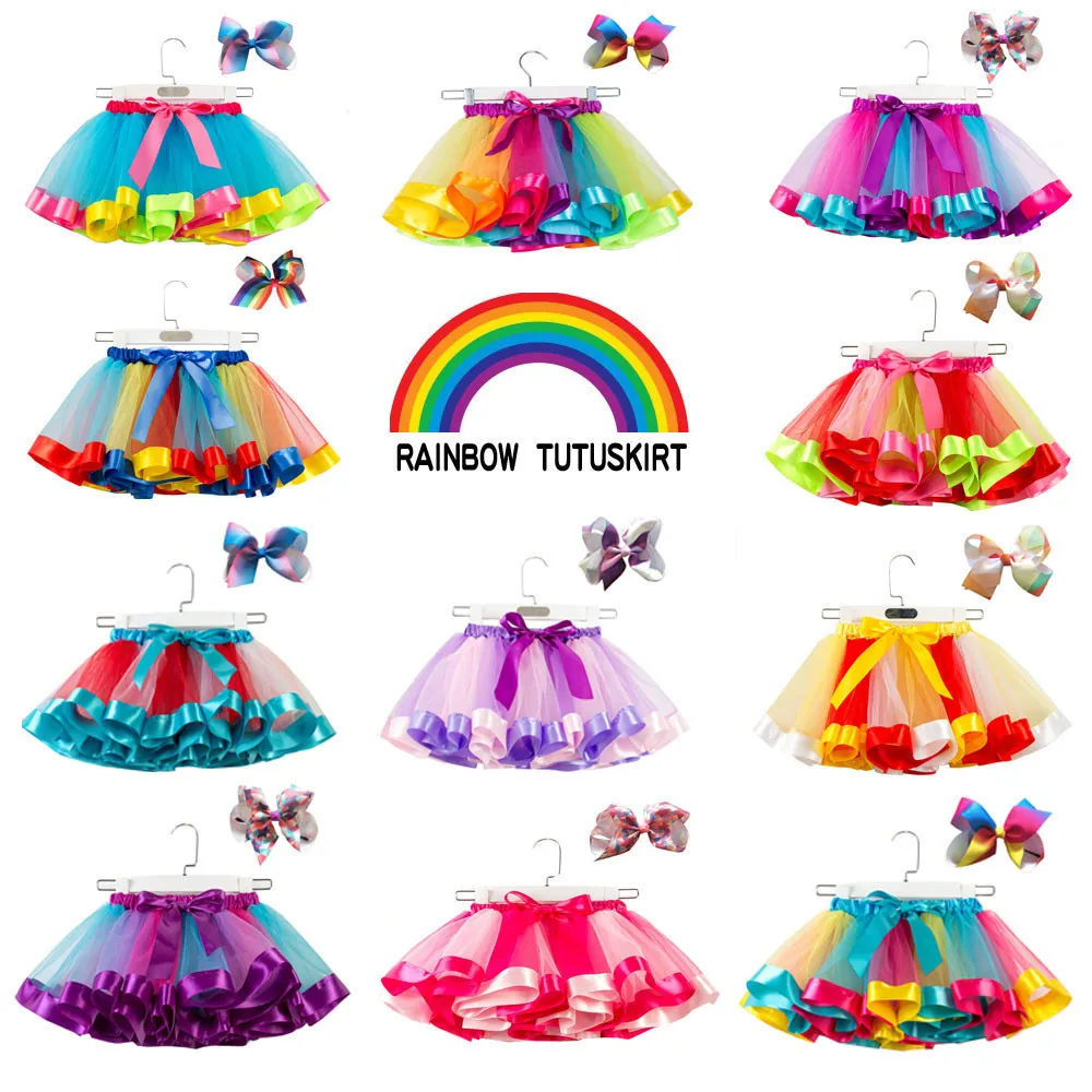 

New Tutu Skirt Baby Girl Skirts 3M-8T Princess Mini Pettiskirt Party Dance Rainbow Tulle Skirts Girls Clothes Children Clothing